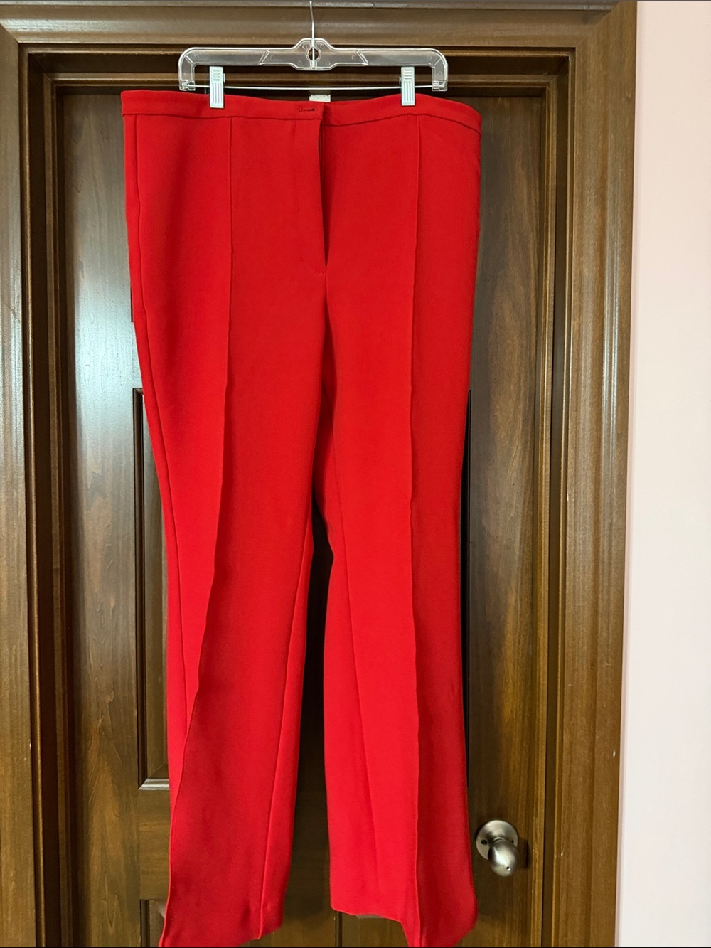 Ann Taylor Red Straight-Leg Trousers